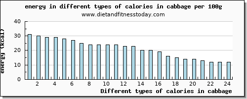 calories in cabbage energy per 100g